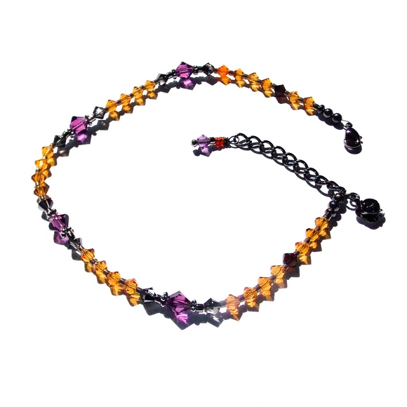 Ankle Bracelet Orange Purple Black Rose Charm Boho - Picture 4 of 4
